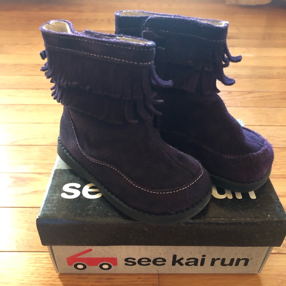 See Kai Run Purple Suede Fringed Boots